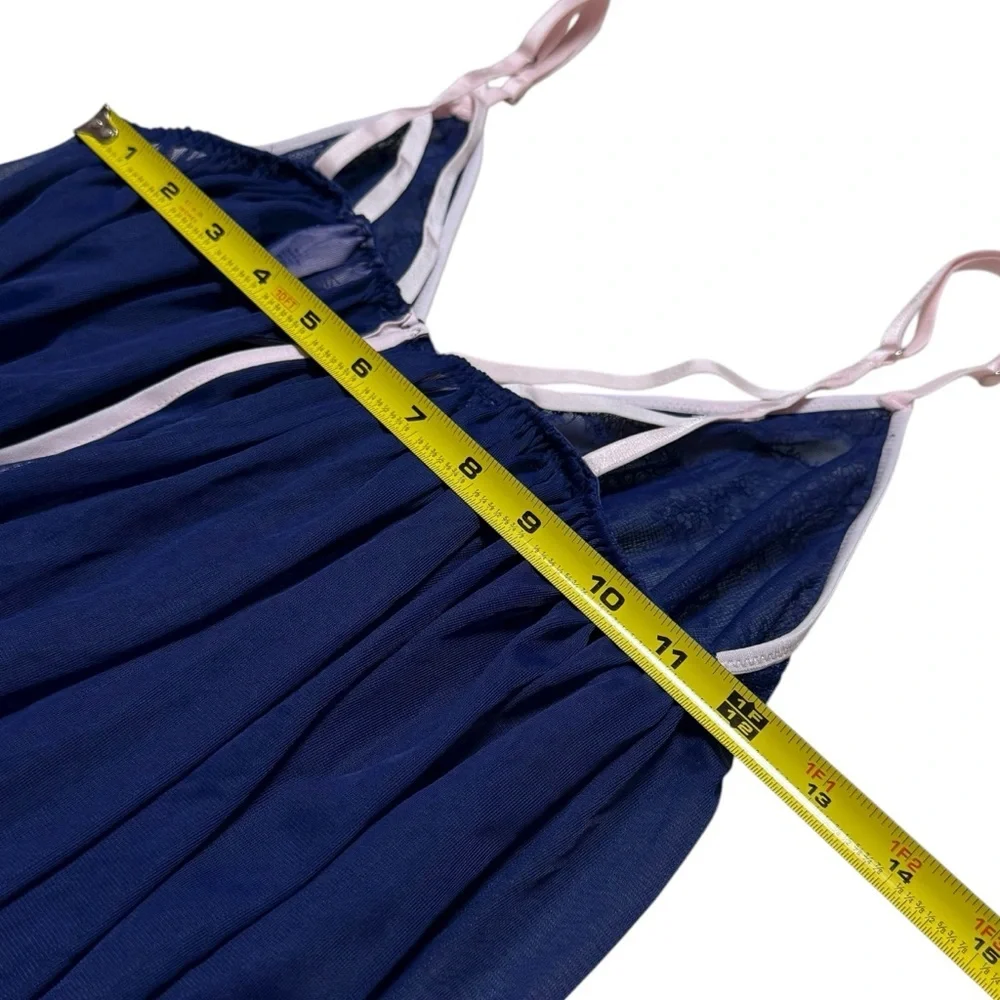 Victoria's Secret Navy and Pink Teddy Underwear Set Dainty Feminine Sexy L‎